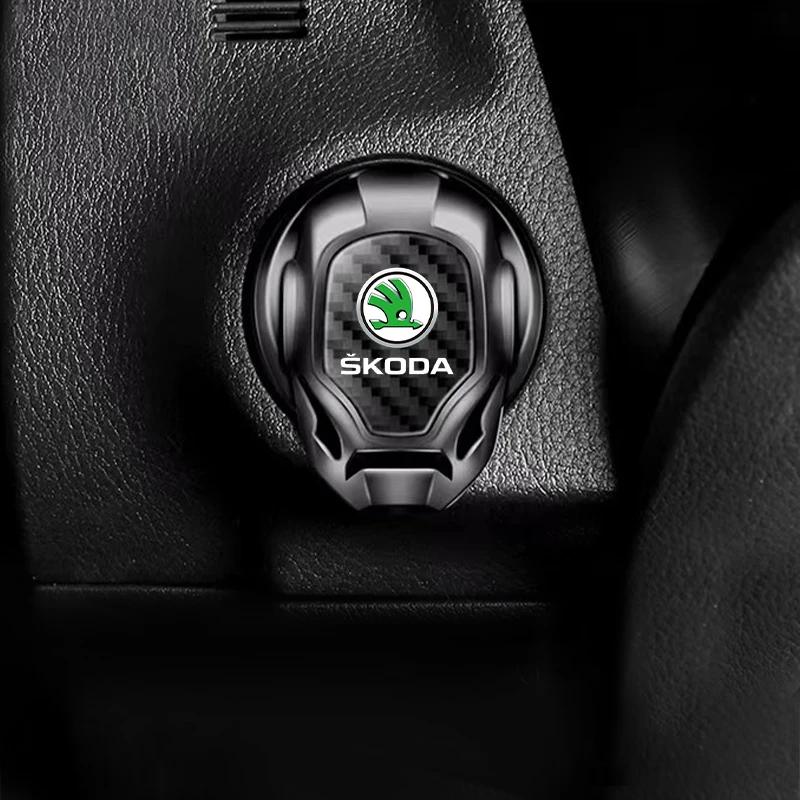 AAFO1 Car One-Click Start Buttons Protective Cover Decoration for Skoda Octavia A5 A7 Fabia 1 Superb Kamiq Rapid Yeti Citigo S Kodiak