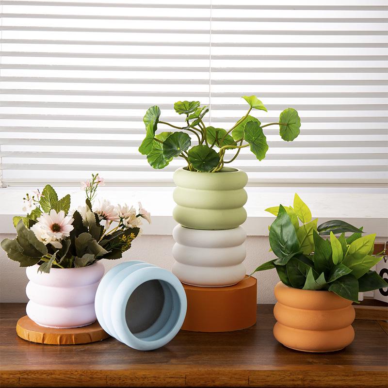 Nordic Style Cement Flower Pot - Creative, Simple Succulent Decor for Living Room or Study Desk.