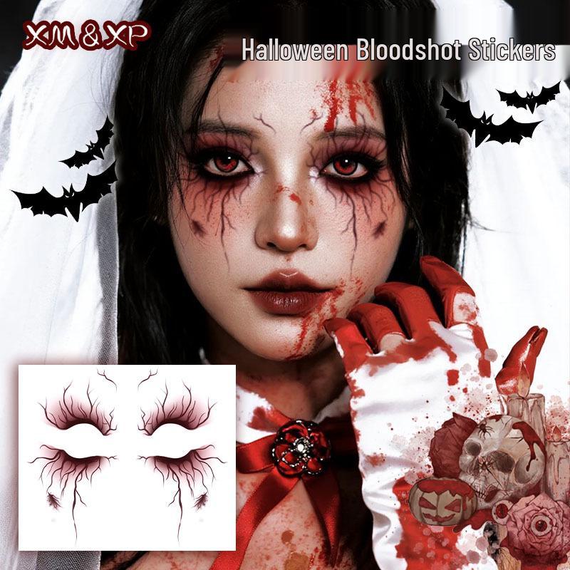Halloween Waterproof Bloodshot Vein Tattoo Stickers for Party and Role-playing