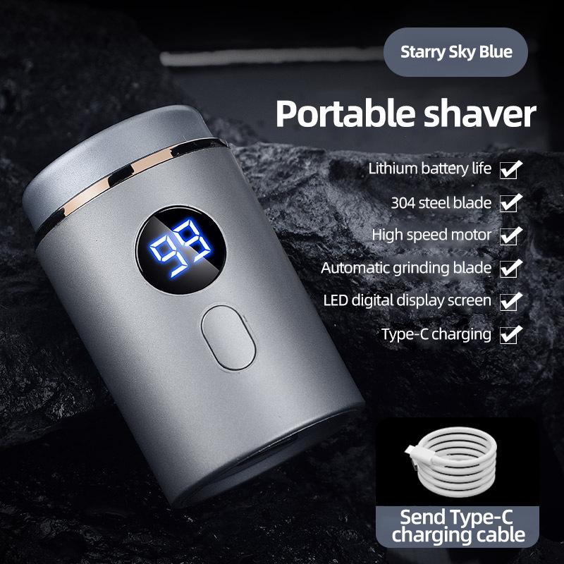 Portable Rechargeable Men's Electric Beard Shaver - Compact Travel Design