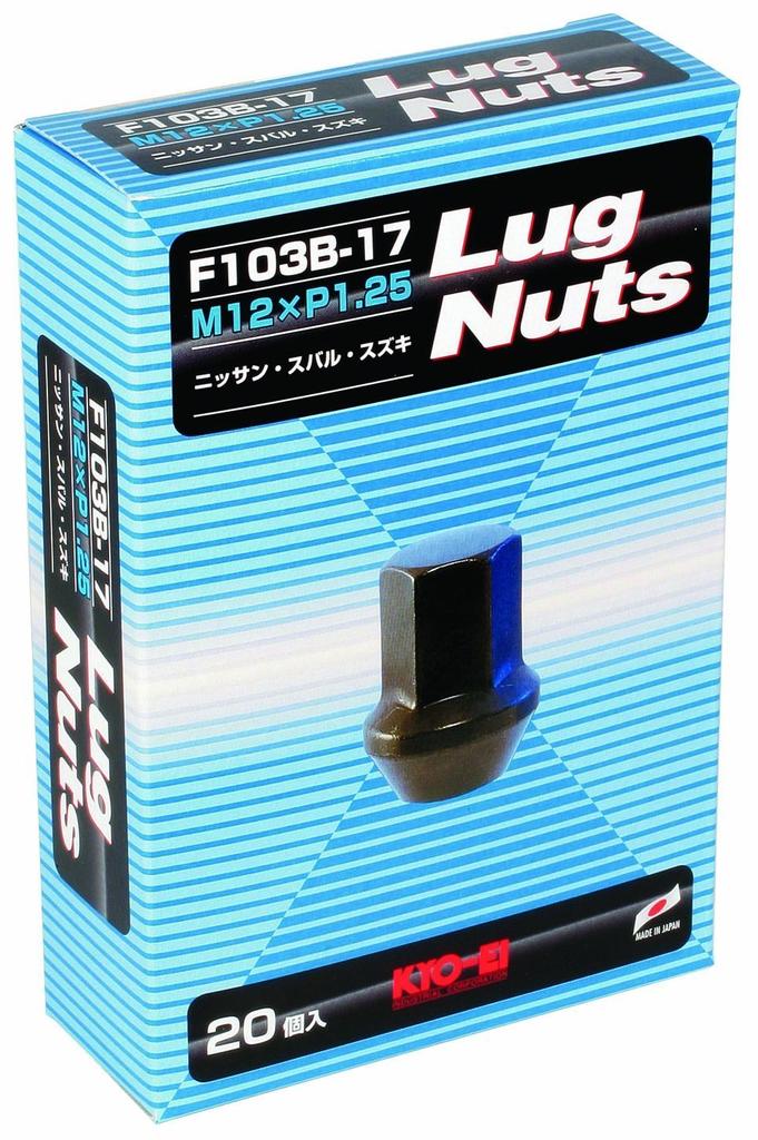 KYO-EI Lug Nuts (20 Pieces) [Bag Type, 17 Hex] M12 X P1.25 F103B-17-20P