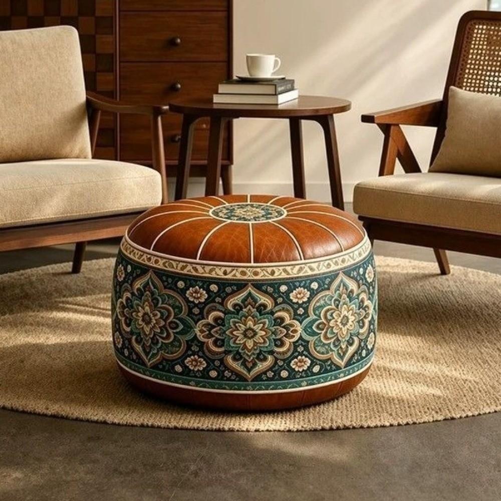 PU Leather Boho Style Seat Cushion Cover Unstuffed Storage Leg Bench Sofa Stool Cover Balcony