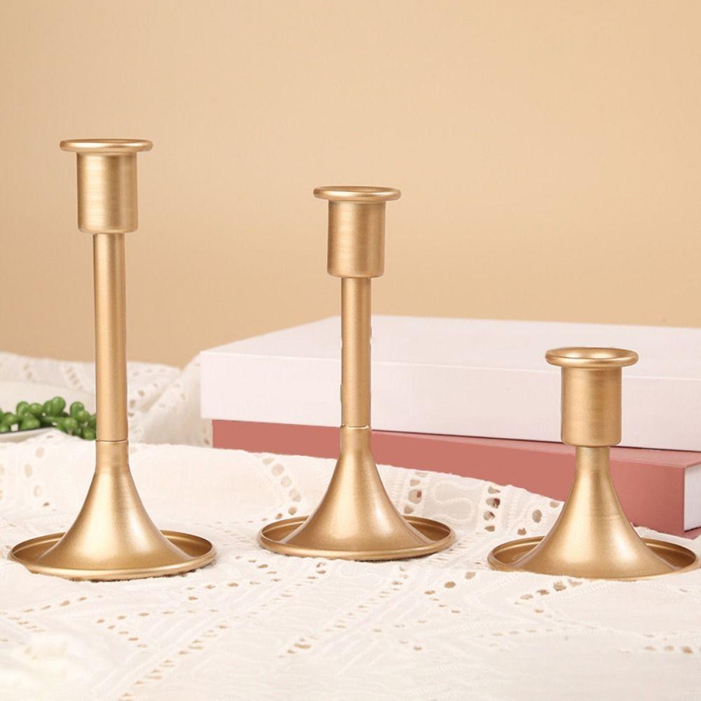 Iron Taper Candle Stand Retro Vintage Candlestick Holder Gold Taper Candle Stick Home Decoration