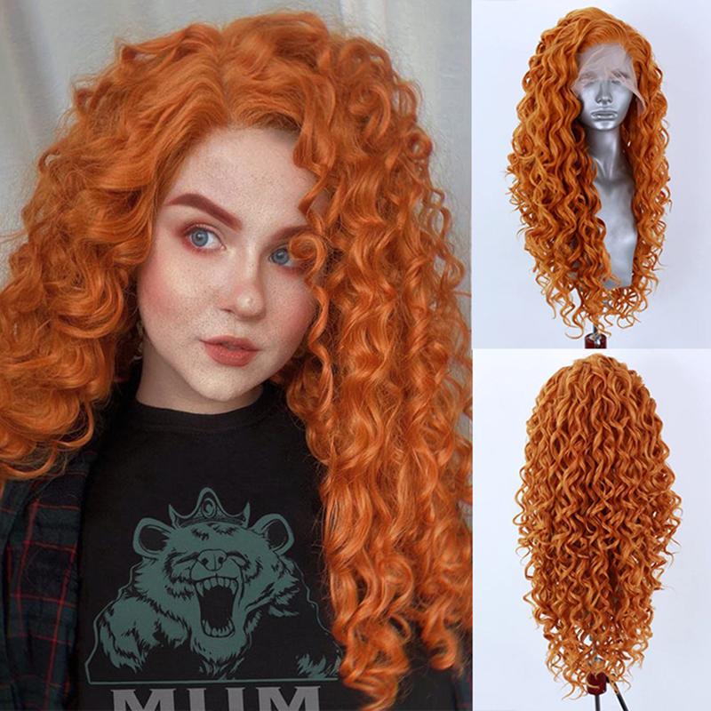 AIMEYA Synthetic Long Deep Wave Lace Front Wig for Women Grey Curly Free Part Natural Hairline Colorful Cosplay Daily Party Wigs