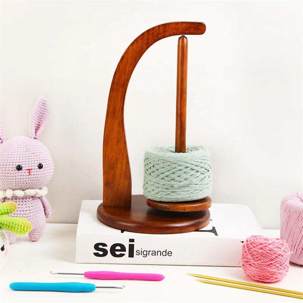Rotating Wooden Yarn Holder Spinning Yarn Stand Knitting Tool Thread Spool Crochet