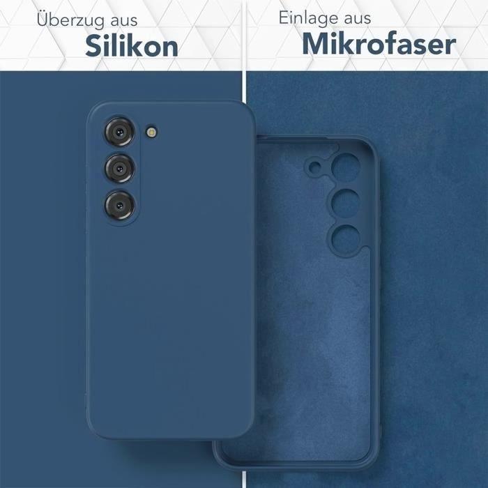 Чехол - BOOLING - для Samsung Galaxy S24 - Жидкий Силикон - Темно-Синий - Противоскользящий - с 2 Закаленными Стеклами