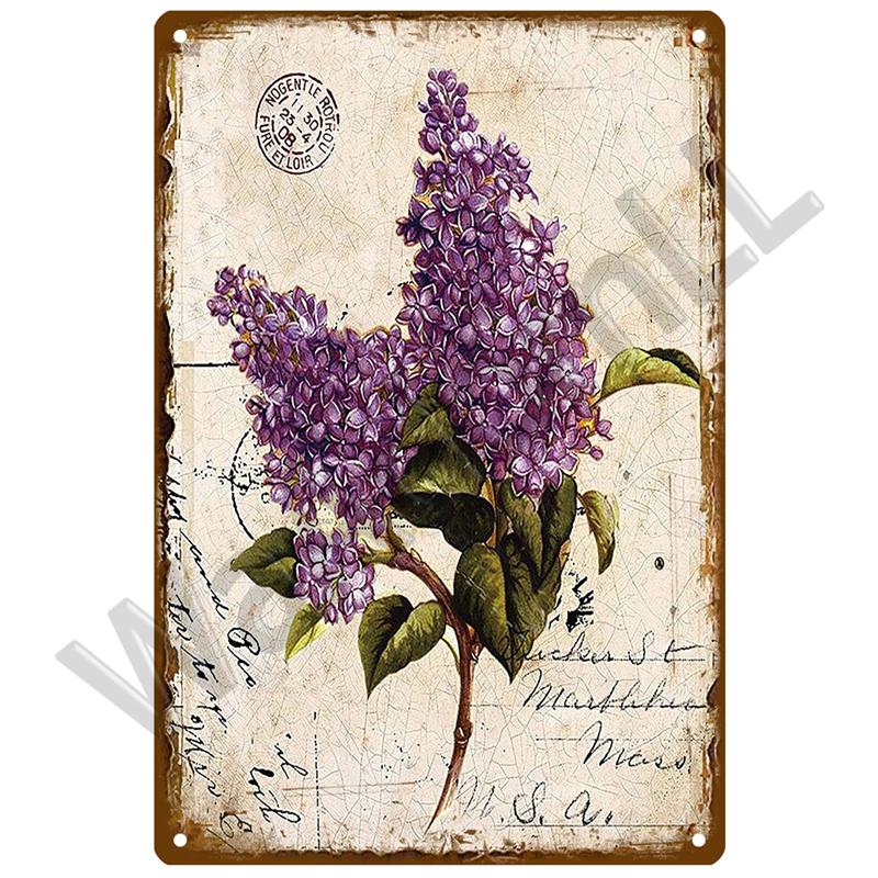 Ретро садовая жестяная вывеска, винтажный настенный плакат, металлический знак, декоративная настенная тарелка, цветочная табличка, металлический винтажный декор, аксессуары