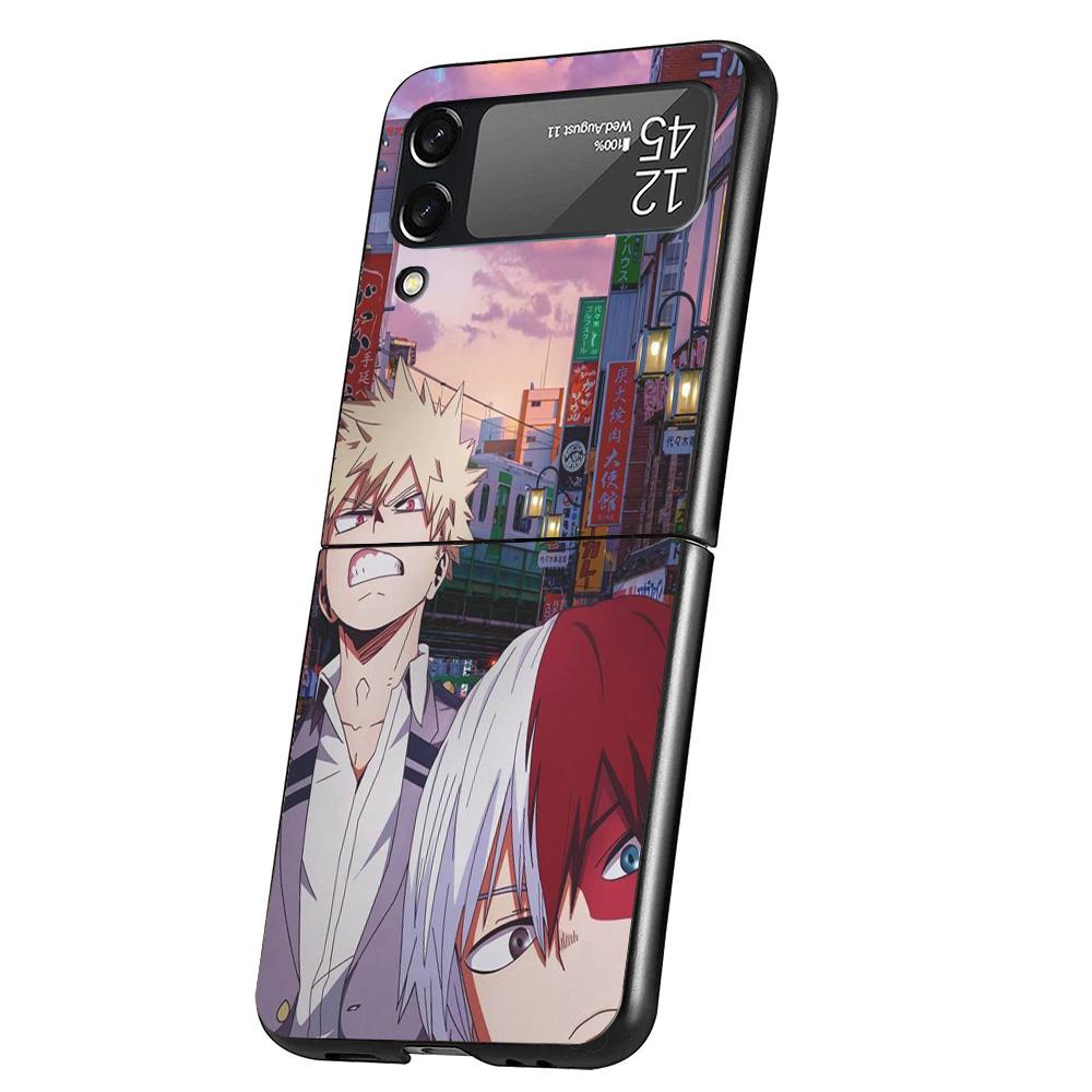 My Hero Bakugou Katsuki Case Phone Cover for Samsung Galaxy Z Flip 7 6 5 4 3 5G ZFlip7 ZFlip6 ZFlip5 ZFlip4 ZFlip3 Black Fundas