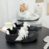 New Silver Ballet Women's Lightweight Retro Niche Autumn Sports and Leisure Lace Board Shoes Women