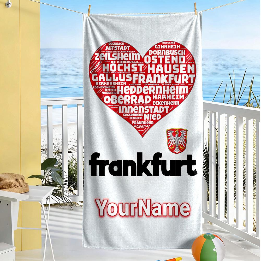Eintracht Frankfurt Personalized Text Beach Towel High Absorbency Quickdry Portable For Swimmingbeachcamping Travel Beach Accessoriesgym