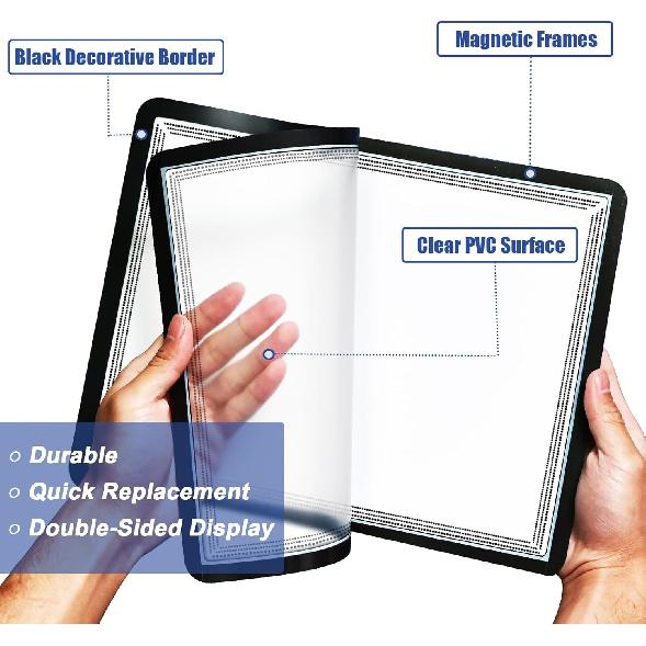 Magnetic Sticky Frames 4X6 with No-Residue Adhesive Backs,Work For Smooth Surface-Windows/Door/Glass/Ceramic,Black Dots Decoration Border,Photo Paper