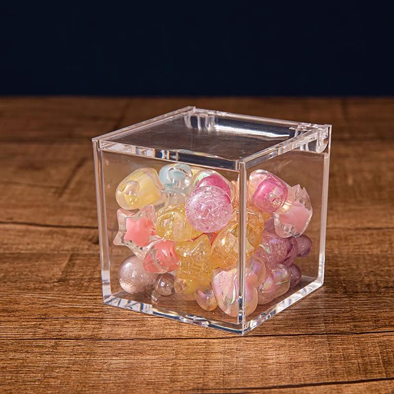 Clear Acrylic Square Cube Box With Lids/Durable Candy Box / Multiple Uses Transparent Case Organizer Container