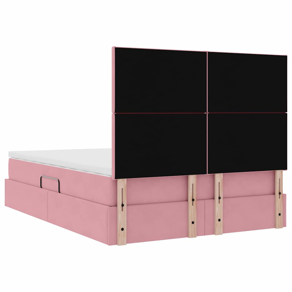 Storage Bed with Mattress Pink 140 x 200 cm Velvet