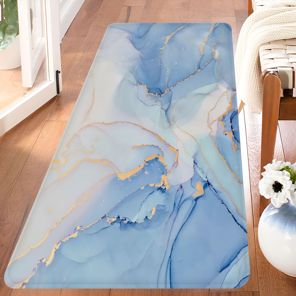Цвет Синий Золотой Белый Мрамор Ковер для Прихожей Нескользящий Коврик для Прачечной Декор для Прачечной Балкон Детская Гостиная Туалетный Коврик