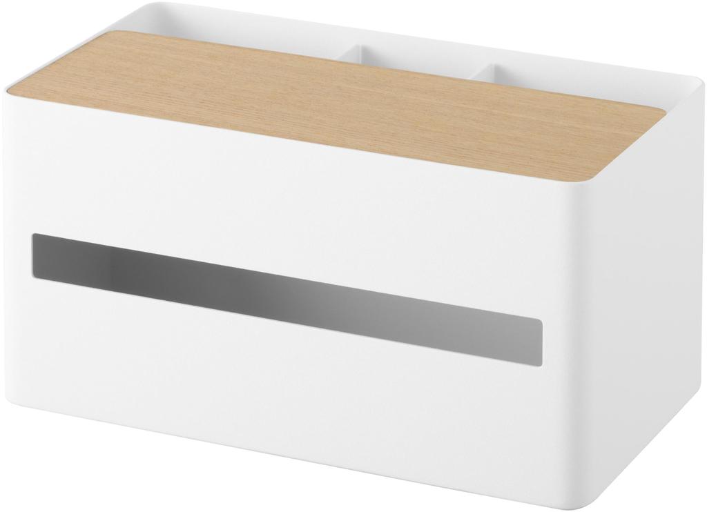 Yamazaki RIN Thick Tissue Box Remote Control W26 x x Adjustable Storage Model 10415 & Stand, Natural, D14.2 H13.5cm, Dividers, Multi-Function Box,