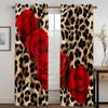 3D Red Rose Flower Leopard Print Background Sunshade Curtains 2Panel Free Shipping Luxury Living Room Bedroom Home Decor Curtain