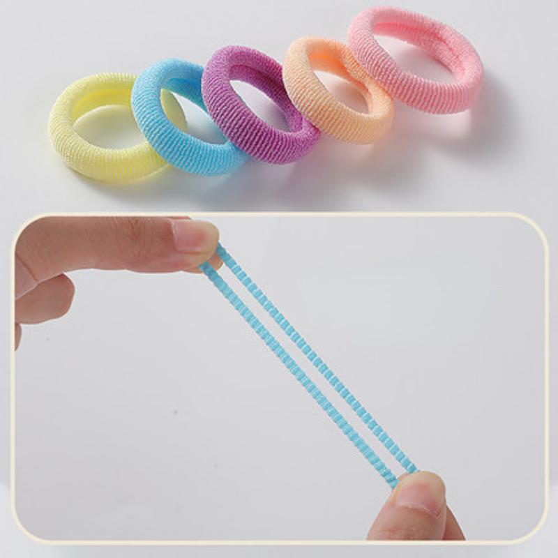 100 шт. эластичная детская веревка для волос ярких цветов, круг для волос, детские аксессуары для волос