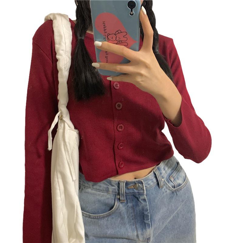 Женская белая футболка с длинным рукавом: Уникальный стиль ранней осени, модный нишевый дизайн, короткая куртка-кардиган.