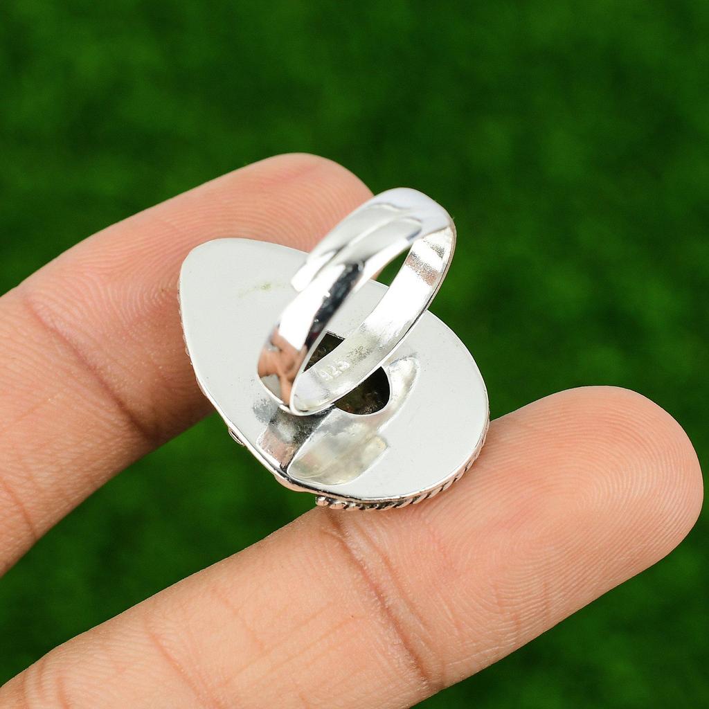 Grass Garnet Stone 925 Sterling Silver Engagement Solitaire Bezel Ring Jewelry