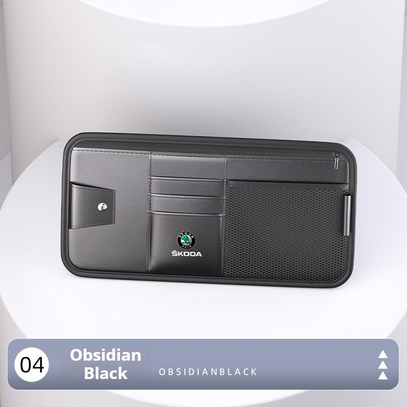 Car Sun Visor Storage Bag Leather Wallet ID Card Sunglasses Storage Suitable for Skoda Octavia Kamia Yeti Scala Citigo Vision EDY5