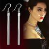 Womens Korean Fashion Elegant Anti-allergy 925 Silver Plated Simple Tassel Hook Dangle Earrings Female Long Ear Jewelry Gifts