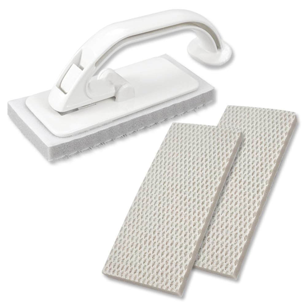 Azuma Smart Bathroom Floor Cleaner Main Unit + 2 Spare Set Bath Cleaning Brush Magnetic Storage smrt WH Sheets-IN