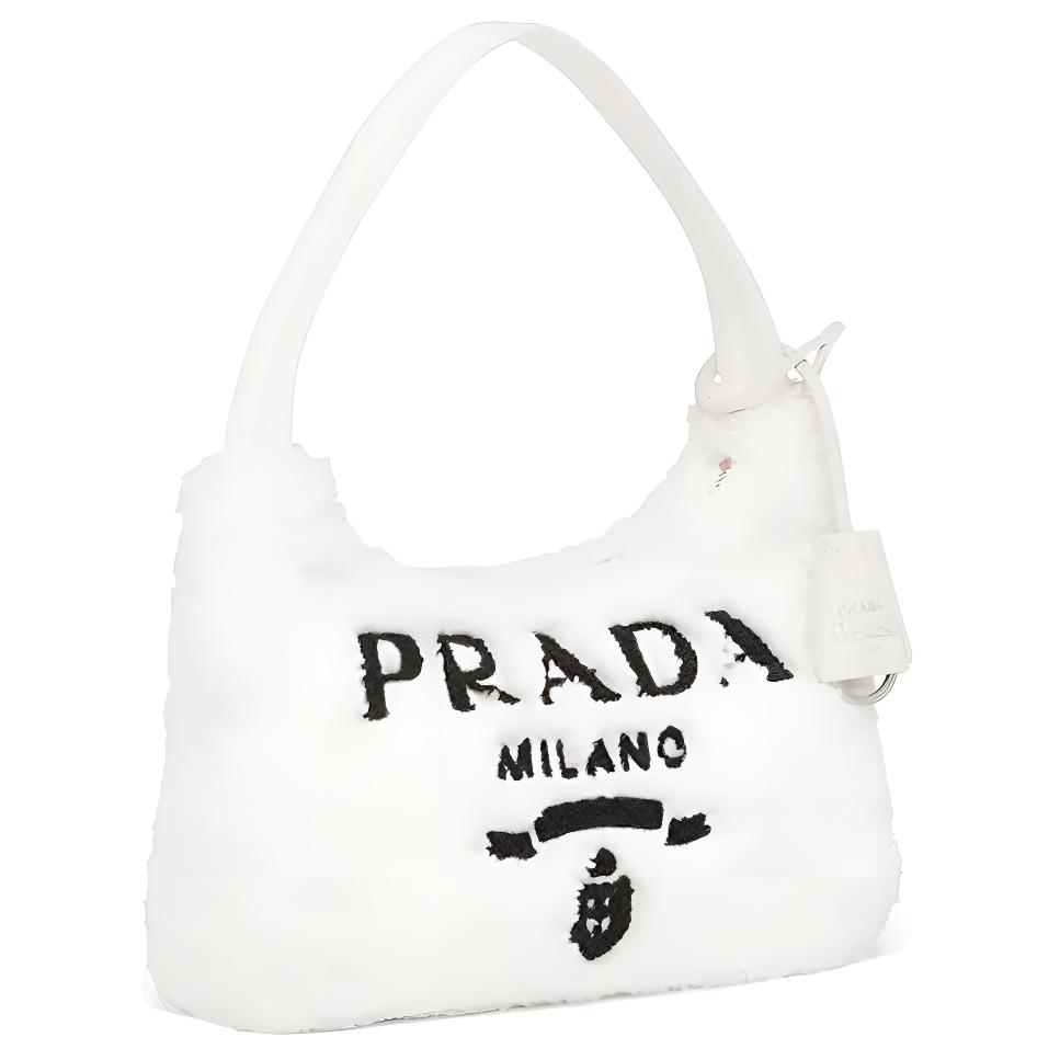 Prada Re-Edition 2000 Zipper Closure Fabric Underarm Bag Tote Shoulder Bag Women bags White 1NE515_2DXO_F0964