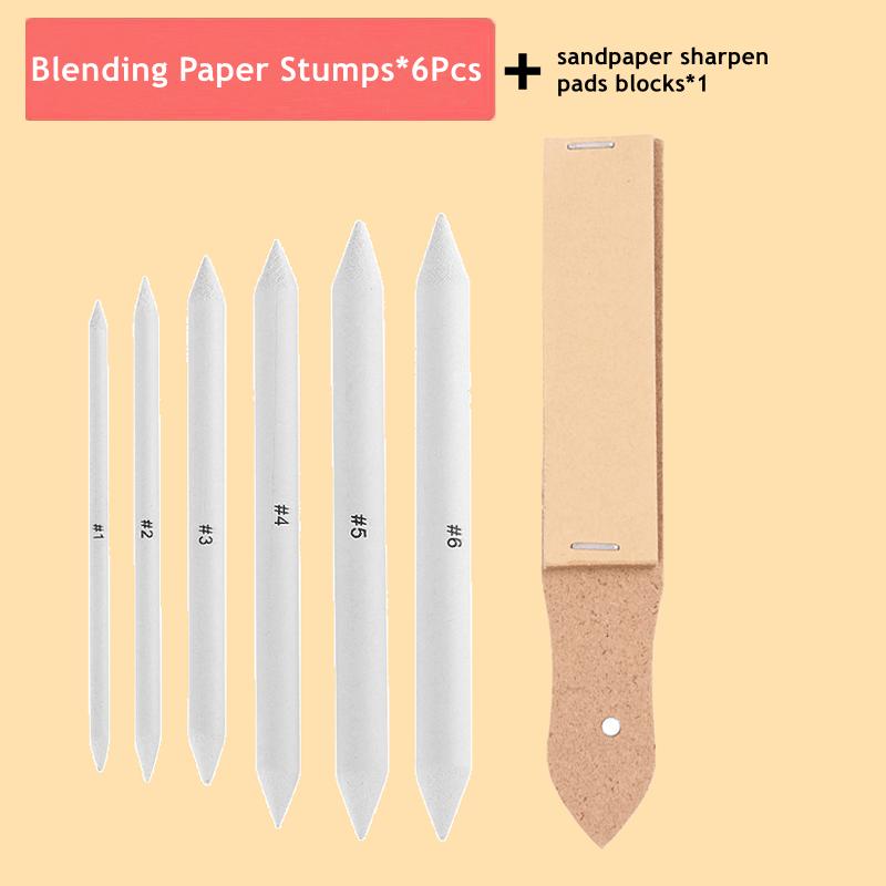 Смешивание пней и лепешек. Бумажные художественные блендеры. Наждачная бумага. Точилка для карандашей. Указатель для художника. Инструменты для рисования углем.