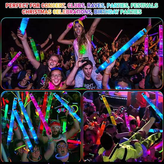 Fidget Pipe Toy Flexible DIY Stretchable Colorful Glowing Tube Relieve Boredom Adjustable LED Telescopic Tube