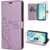 Case for Samsung Galaxy A16 4G/5G - BOOLING - Shockproof PU Leather Purple Floral Relief Pattern - 2 Tempered Glasses