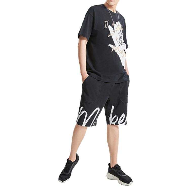 Li Ning X Disney Collaboration Ink Splash Letter Print Shorts Men Shorts Black AKSQ295-1