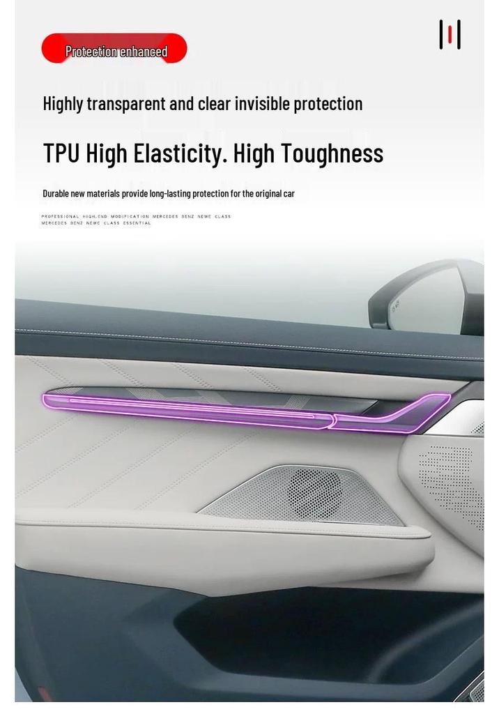 Zeekr 001 Smoked Headlight Film, Transparent Interior & Taillight Film, TPU Dashboard Screen Protector, Wear-Resistant