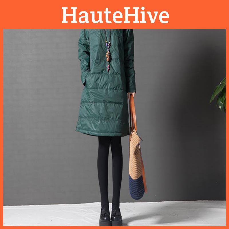 Женское Зимнее Теплое Стеганое Пальто Пуловер Платье Длинный Рукав Свободный Топ Большой Размер Для Максимального Комфорта И Стиля
