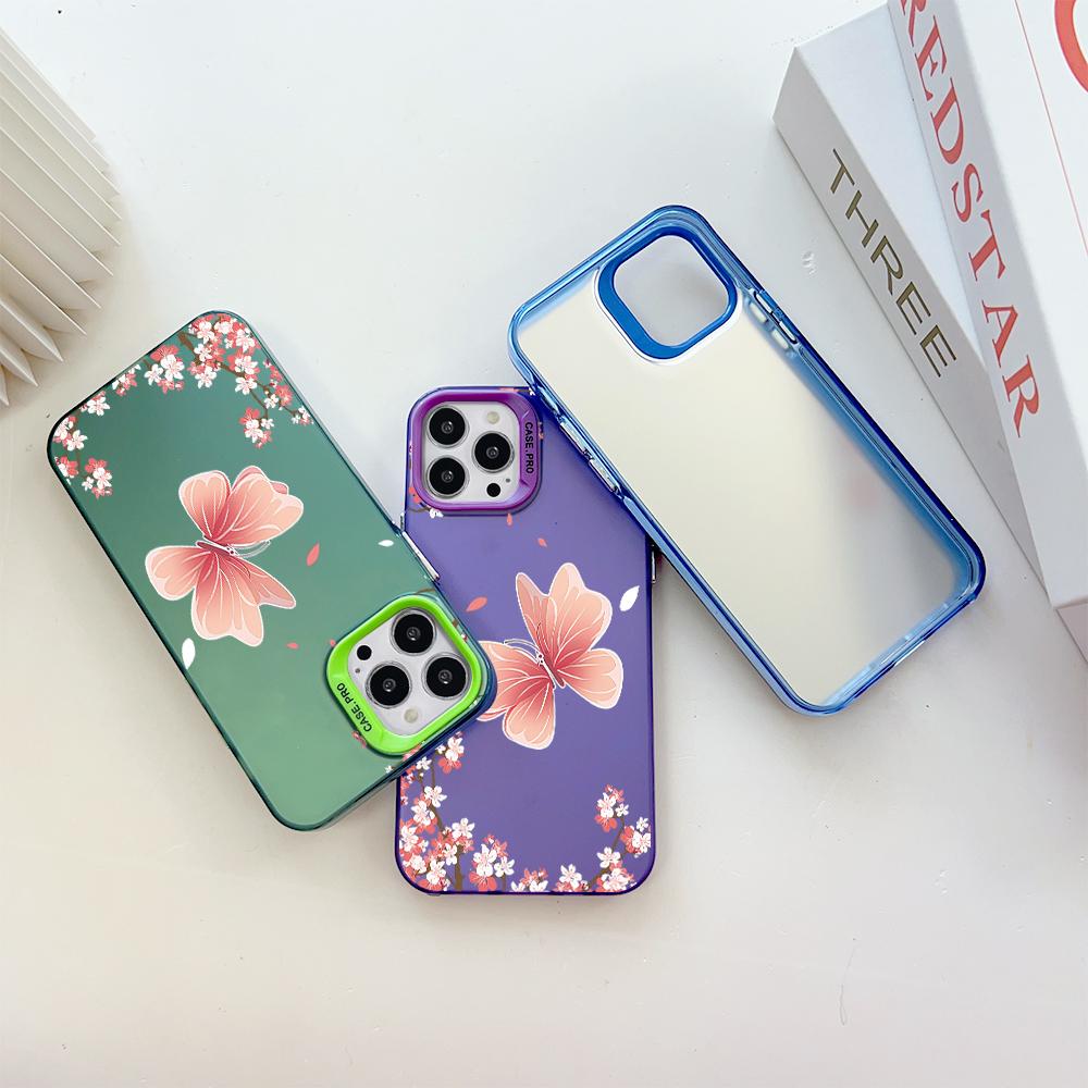 Окрашенный узор, цветной серебристый, двухсторонний, жесткий, противоударный чехол для телефона с защитой от падений для OnePlus OPPO Reno Realme