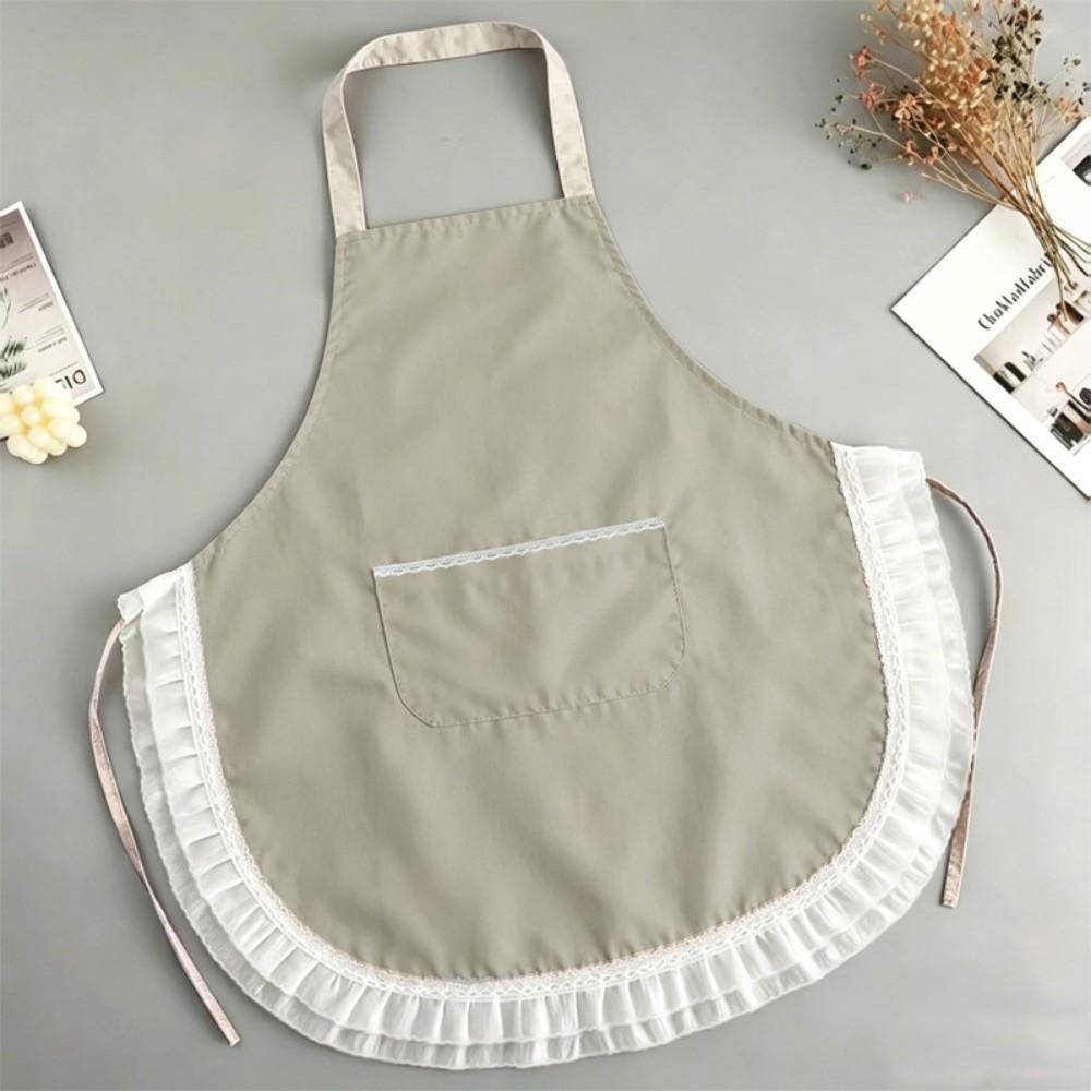 Lace Cooking Apron Splash-proof Fabric Work Clothes New Household Apron For Kitchen