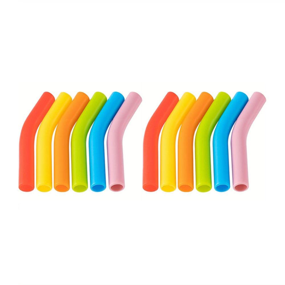 12pcs Silicone Metal Straws Tips Cover Curved Straw Cover Cup Accessories Straw Topper Party