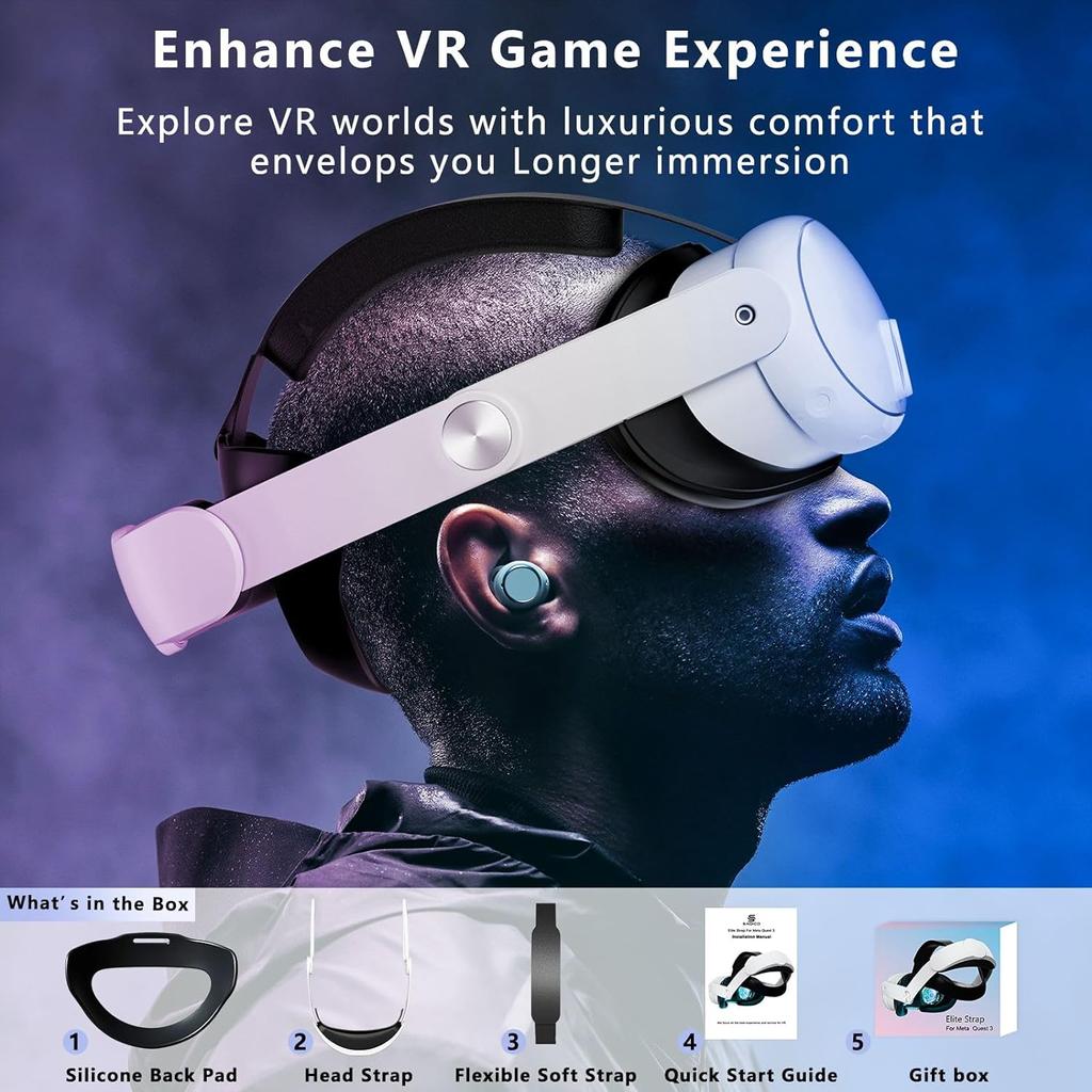 Ремешок на голову для Meta Quest 3 Комфортный регулируемый ремешок Elite для Meta Quest 3 Уменьшает давление Мягкая подушка Аксессуары для гарнитуры VR