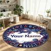 Space Celestial (45) Theme Round Crystal Velvet Rug Custom Name Text Personalized Floor Mat Home Decor Non Slip Crystal Carpet