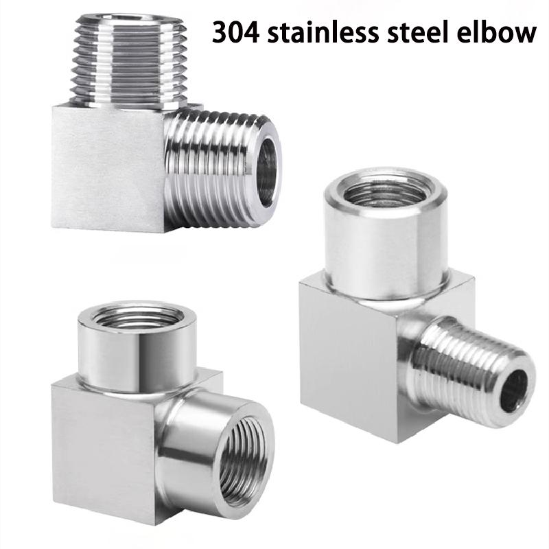 1 шт. Высокого давления 1/8" 1/4" 3/8" 1/2" 3/4" 1" Угольник 90 градусов с внутренней/внутренней, внутренней/наружной, наружной/наружной резьбой, Соединитель 304 Нержавеющая сталь Трубный фитинг Вода Газ