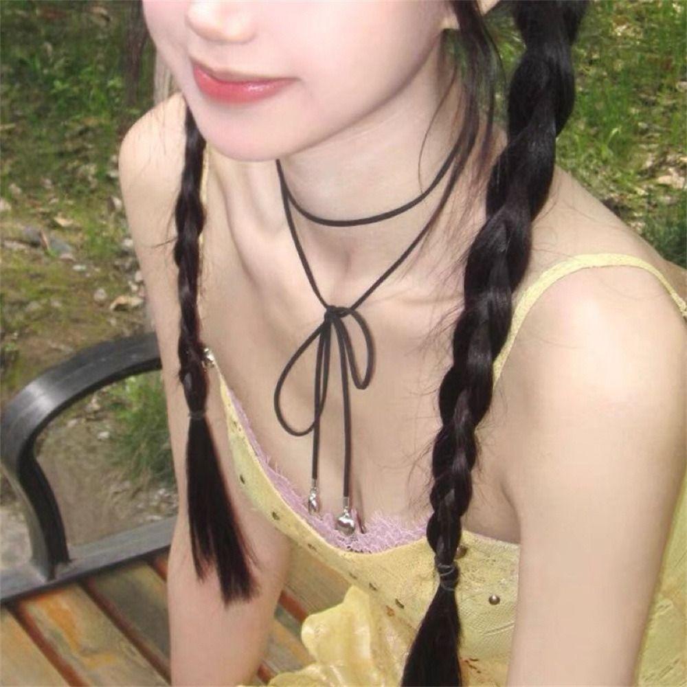 Винтажное ожерелье с подвеской в виде сердца в корейском стиле, ленточное колье Love Choker, ювелирные изделия Y2K