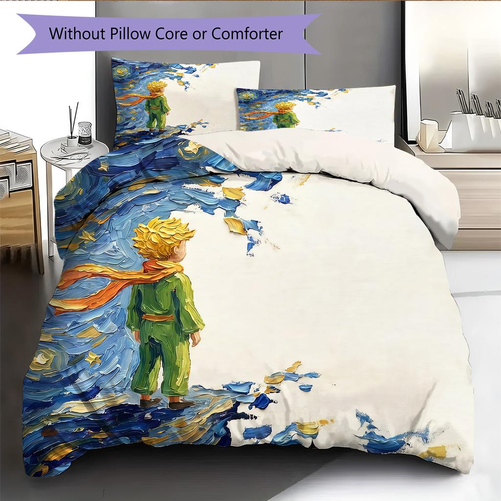 The Little Prince Pattern Bedding Quilt Set Home Decoration Gift (1 * duvet cover + 2 * pillowcase without core)