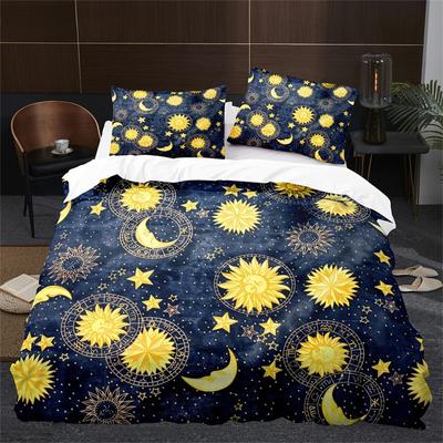 Пододеяльник Sun Moon King Queen в стиле бохо-магии, комплект постельного белья для подростков и взрослых, золотистый экзотический комплект из 2/3 предметов из полиэстера