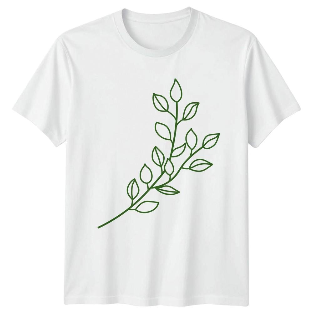 Hand Drawn Leaves Unisexs TShirt Botanical Art Nature Birthday Gift For Her