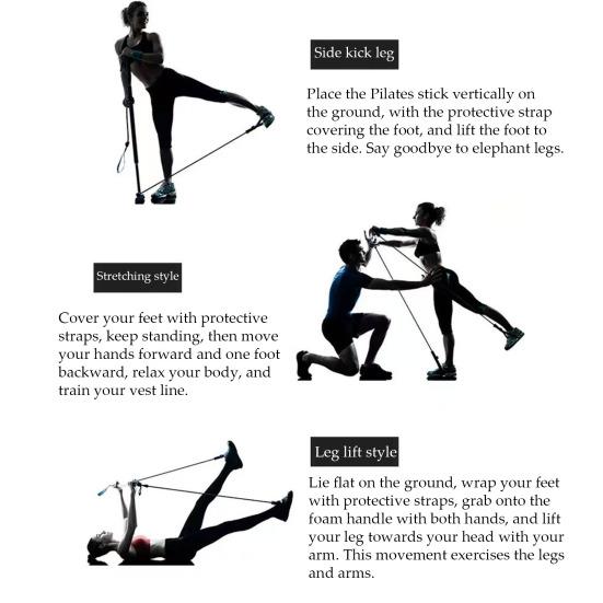 Пилатес Бар с лентой сопротивления Силовая тренировка Растяжка тела Ноги Бедра Талия Руки Упражнение Бар Домашний спортзал Тренировка Мужчины Женщины Фитнес-оборудование