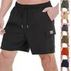 Men's Elastic Waist Lightweight Breathable Casual Sports Shorts with Side Pockets and Adjustable Drawstring for Outdoor Activities