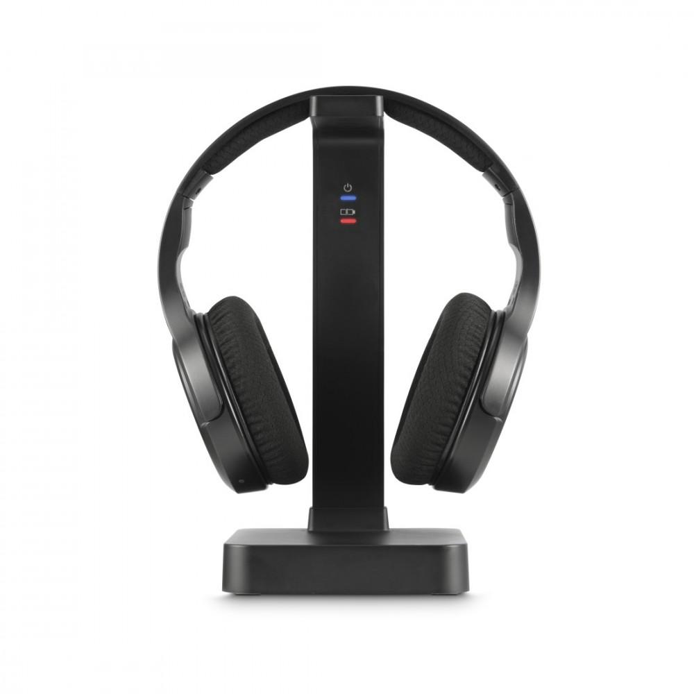 Wireless over ear headphones with TV stat