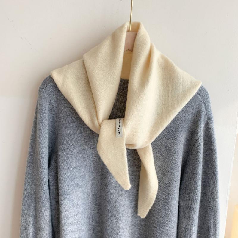 Wool Knitted Triangle Scarf Shawl Women's Autumn and Winter Thermal Headscarf Multi-functional Thermal Versatile Small Scarf Women