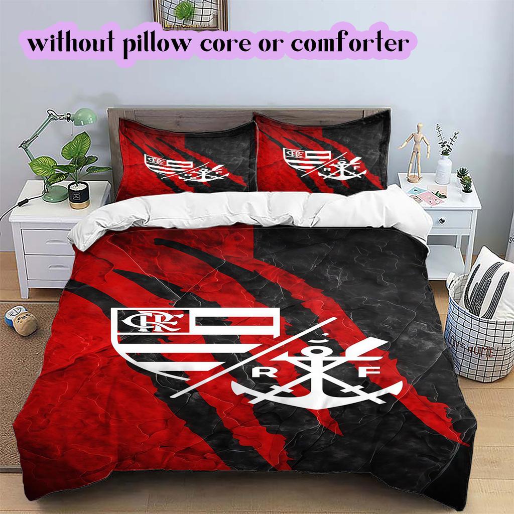 Flamengo football soccer Pattern Bedding,Quilt Set Quilt Cover Pillowcase Home Birthday Gift (1*duvet cover+2*pillowcase,without core)