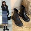 Женские ботильоны, современные полусапоги из натуральной кожи, осенне-зимние ботинки из воловьей кожи на молнии сзади
