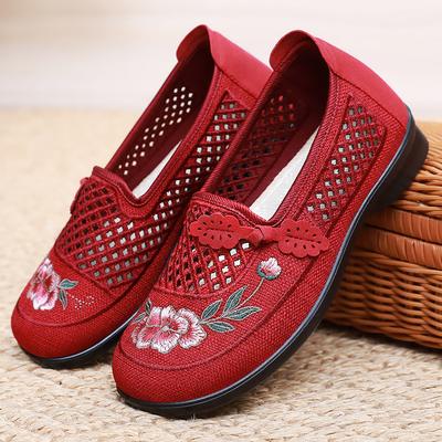Туфли из ткани Old Beijing, женские летние туфли с одной педалью, повседневные туфли из полиуретана, дышащие вышитые туфли